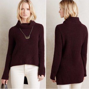 Anthropologie Moth Women's Size L Burgundy Turtlen